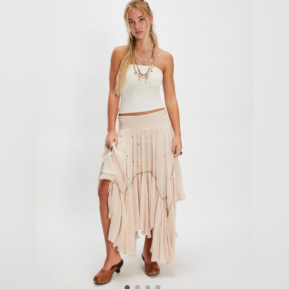 Free People Abstract Love Convertible Midi Maxi Skirt Dress Asymmetrical Sequin